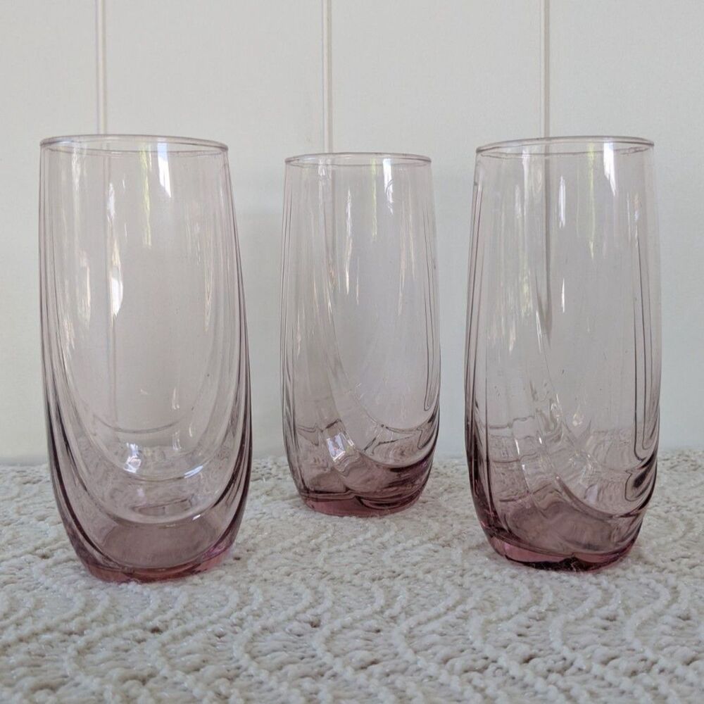 3 Blush Pink Lenox Swag Drape Drinking Glasses - 5.75"